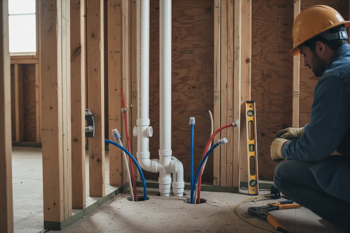 Drain and supply rough-in during Garbage Disposal Repair in Manor